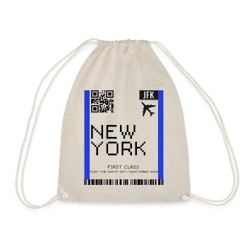 Boarding Pass New York NYC Flugticket - Turnbeutel - Natur - Vorne