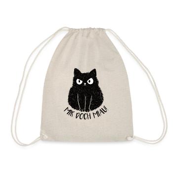 Schwarze Katze - Mir Doch Miau - Turnbeutel - Natur - Vorne