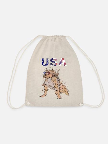 Staffordshire Bullterrier mit USA Sonnenbrille - Turnbeutel - Natur