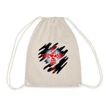 Cross Heart Savior Faith Christ Jesus Christ - Drawstring Bag - nature - Front