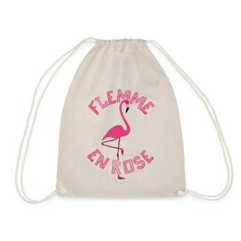 Flemme en Rose, Flamant Rose - Jeu de mots Humour - Sac de sport léger - nature - Devant