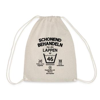 Der Alte Lappen, Schonend Behandeln 46. Geburtstag - Turnbeutel - Natur - Vorne