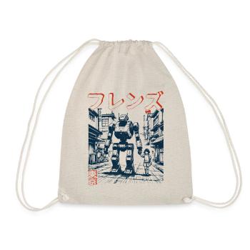 Mecha Friend and little Girl Anime - Drawstring Bag - nature - Front