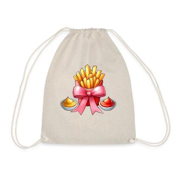 Kokette Schleife Pommes Frites Mama Muttertag - Turnbeutel - Natur - Vorne