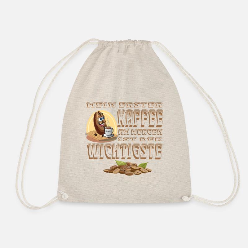 My First Coffee in the Morning 1 - Drawstring Bag - nature