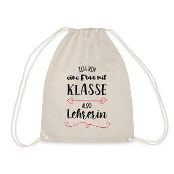 Frau Mit Klasse Lehrerin Schule Gymnasium Geschenk - Turnbeutel - Natur - Vorne