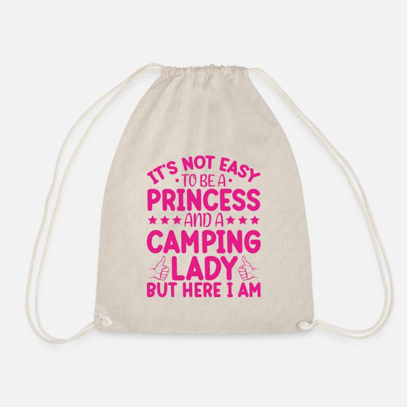 I am a princess and a camping lady - Drawstring Bag - nature