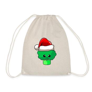 Broccoli Weihnachten Comic Xmas - Turnbeutel - Natur - Vorne