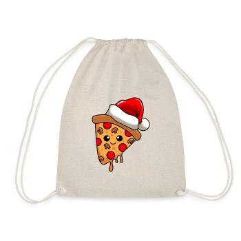 Pizza Weihnachten Comic Xmas - Turnbeutel - Natur - Vorne