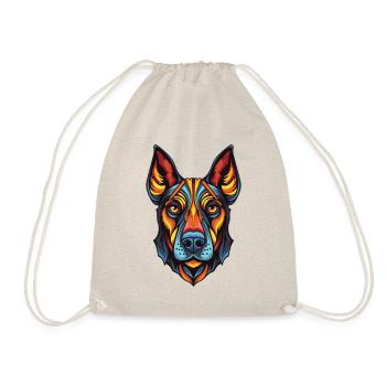 Doberman Hund Portrait - Turnbeutel - Natur - Vorne