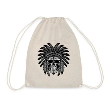 Apache Skull Indian Chief - Drawstring Bag - nature - Front
