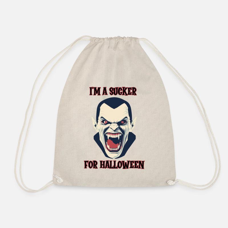 fanged vampire, sucker for Halloween - Drawstring Bag - nature