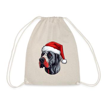 Great Dane Dog Head Christmas Portrait - Drawstring Bag - nature - Front