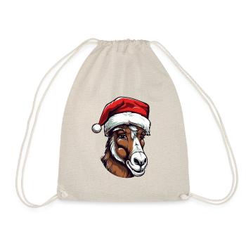 Donkey Head Christmas Portrait - Drawstring Bag - nature - Front
