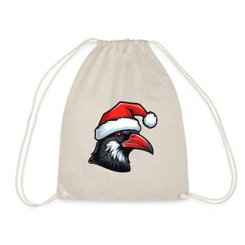 Crow Head Raven Christmas Portrait - Drawstring Bag - nature - Front