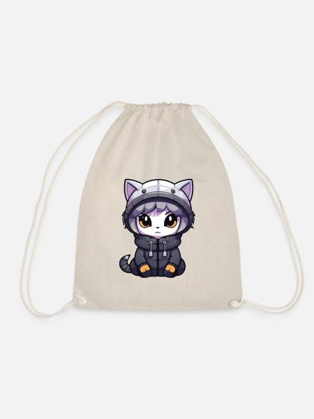 Katze Winter Tier Baby Anime - Turnbeutel - Natur