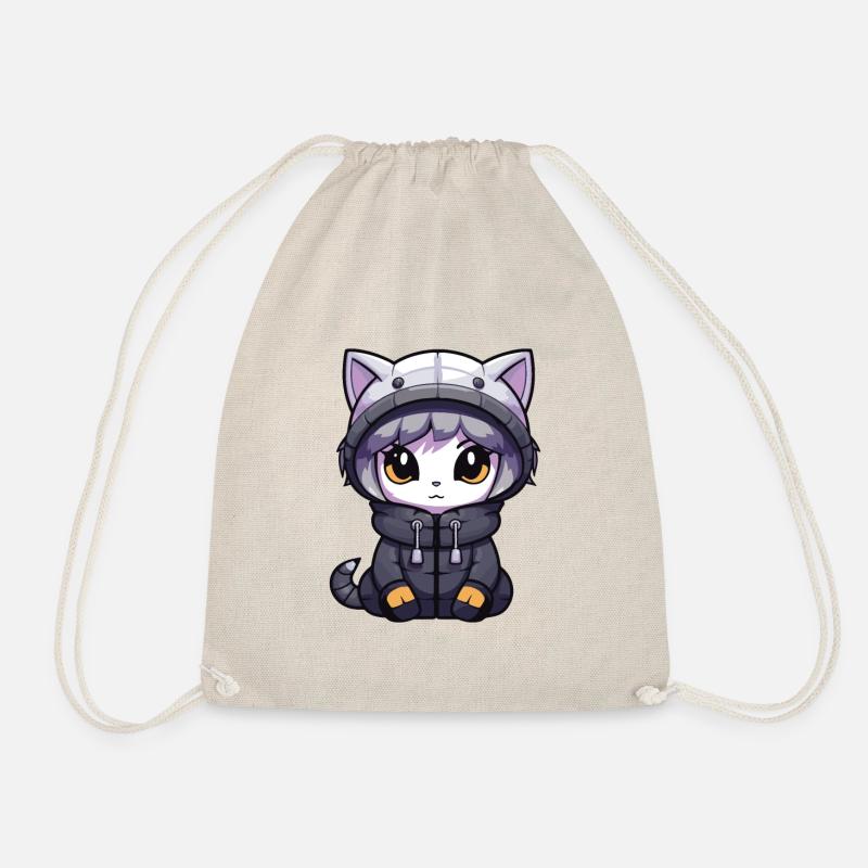 Katze Winter Tier Baby Anime - Turnbeutel - Natur