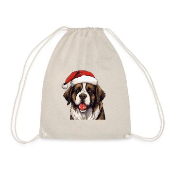 Saint Bernand Dog Christmas Portrait Xmas - Drawstring Bag - nature - Front