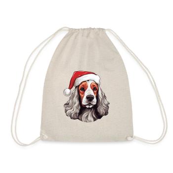 Cocker Spaniel Hund Weihnachten Porträt Xmas - Turnbeutel - Natur - Vorne