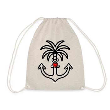 Palm Tree Anchor Heart Love - Drawstring Bag - nature - Front