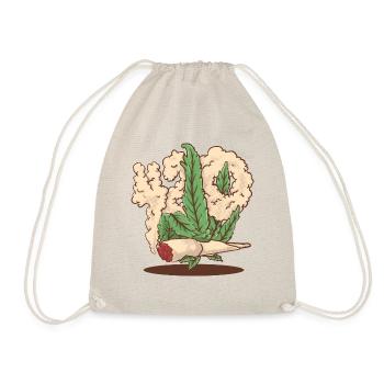 420 hemp hand holding a cannabis joint cartoon - Drawstring Bag - nature - Front