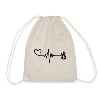 Money Love Pulse Heart - Drawstring Bag - nature - Front