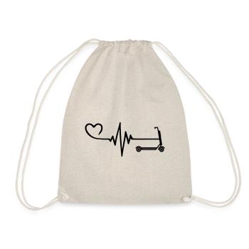 E-scooter pulse heart love - Drawstring Bag - nature - Front