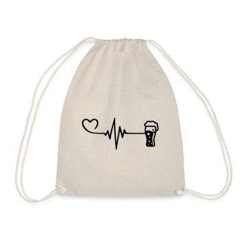 Bier Puls Herz Liebe - Turnbeutel - Natur - Vorne