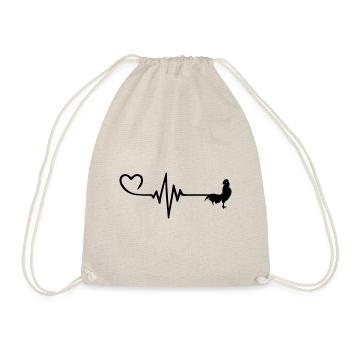 Hahn Puls Herz Liebe - Turnbeutel - Natur - Vorne