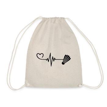 badminton heart pulse heartbeat - Drawstring Bag - nature - Front