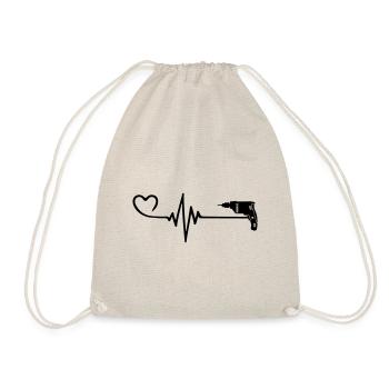 Drill Pulse Heart Love - Drawstring Bag - nature - Front
