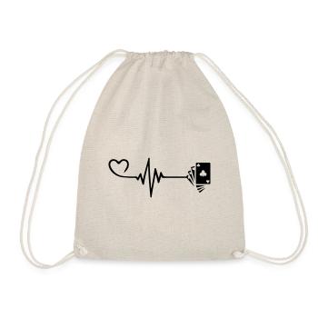 Card Poker Pulse Heart Love - Drawstring Bag - nature - Front