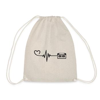 Cassette Pulse Heart Love - Drawstring Bag - nature - Front