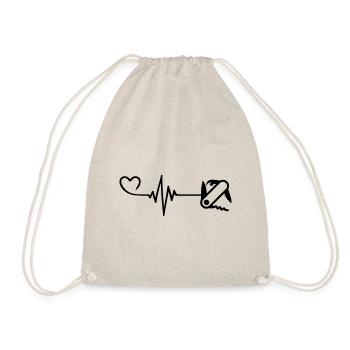 Pocket Knife Love Pulse Heart - Drawstring Bag - nature - Front