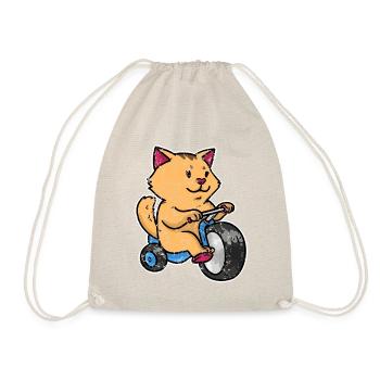Little cat on a tricycle Retro Vintage - Drawstring Bag - nature - Front