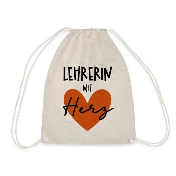 Lehrerin mit Herz - Turnbeutel - Natur - Vorne