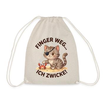 Katze Krabbe Finger weg Spruch - Turnbeutel - Natur - Vorne