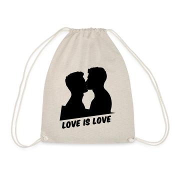 Love is Love Gay Pride Kiss - Drawstring Bag - nature - Front