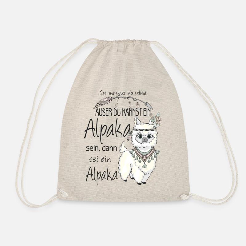 Alpaca Always be yourself - Drawstring Bag - nature
