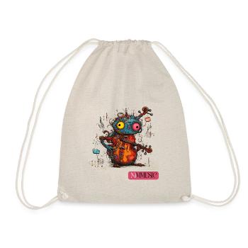 Shirt: Cute Monster Music Cello Instrument Süß - Turnbeutel - Natur - Vorne