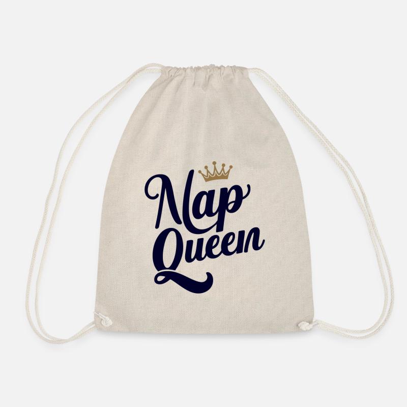 Nap Queen: Crown for sleep lovers - Drawstring Bag - nature