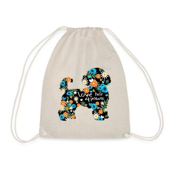 Bichon frisé chien avec des fleurs et des cœurs - Sac de sport léger - nature - Devant