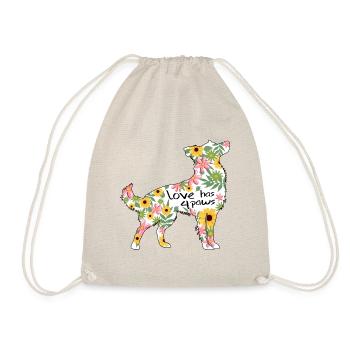 Border Collie Hund mit Blumen - Turnbeutel - Natur - Vorne