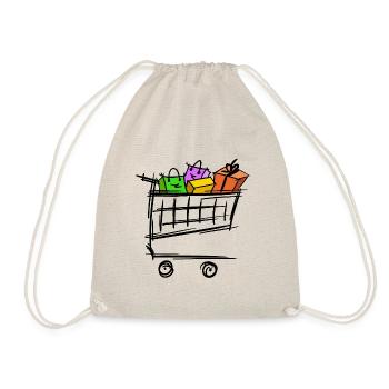 Voller Einkaufswagen Einkaufstaschen Geschenke - Turnbeutel - Natur - Vorne