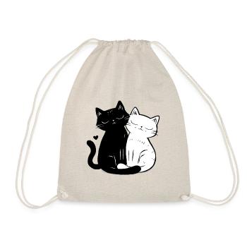 Black and White Katzen Paar - Verliebte Katzen - Turnbeutel - Natur - Vorne