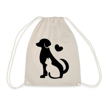 Chien et chat - idée cadeau amoureux des animaux avec un cœur - Sac de sport léger - nature - Devant