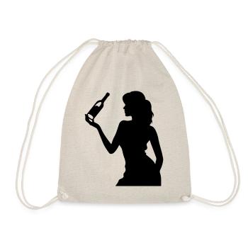 Party Woman Drunk Celebrating Bottle - Drawstring Bag - nature - Front