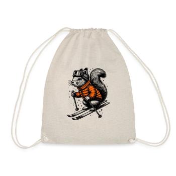 Skiing Squirrel - Drawstring Bag - nature - Front