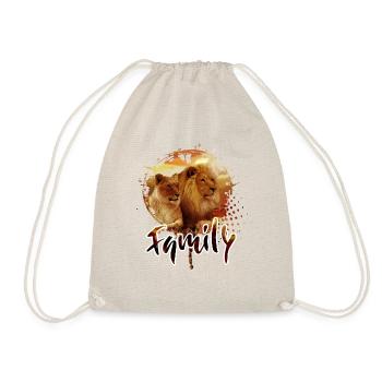 Lion Family Lioness Portrait Paint Design - Drawstring Bag - nature - Front