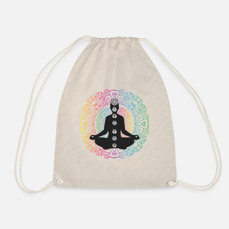 Meditation psychedelic Om Rave Goa concentration - Drawstring Bag - nature